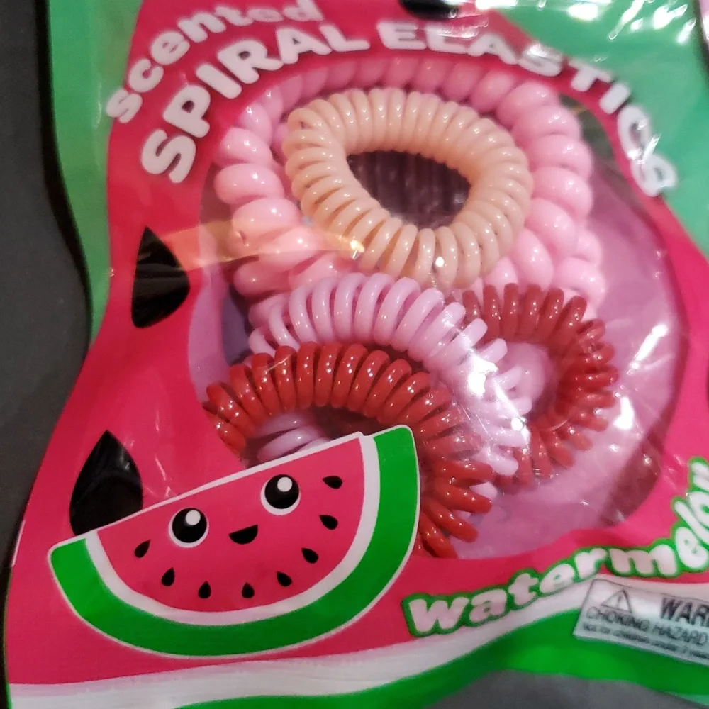 12 piece watermelon‎ and strawberry scented spiral elastics hair coils brand new